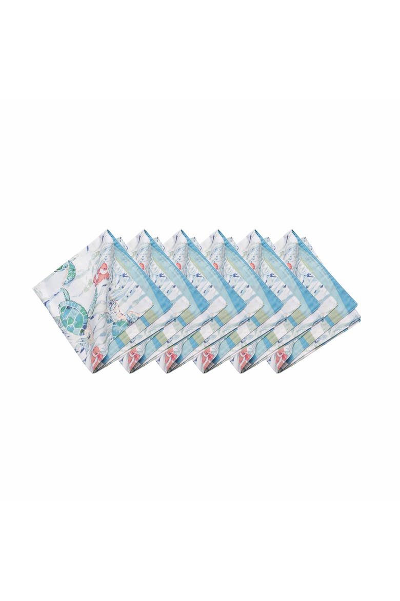 Sea Turtle Cove Cotton Cloth Napkin Set of 6, Main, color, Blue
