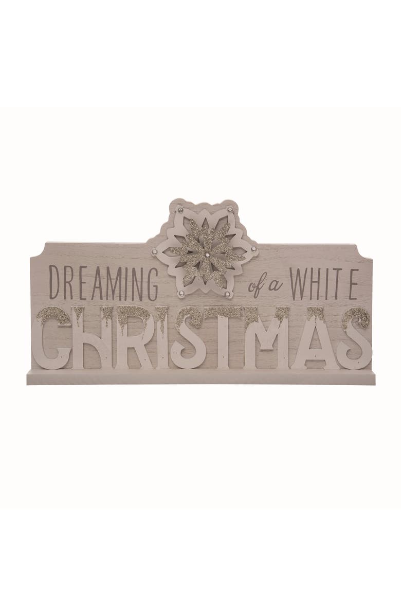 Transpac Tan Christmas Dreaming Layered Wood Decor Freestanding Sign, Main, color,
