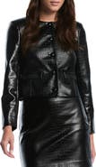 Laundry by Shelli Segal Croc Embossed Faux Leather Jacket
