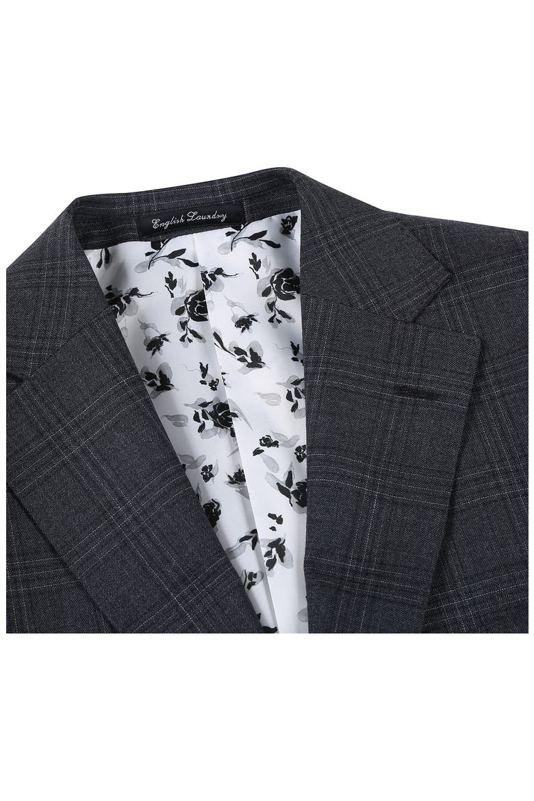 Plaid Trim Fit Notch Lapel Wool Blend Two-Piece Suit, Alternate, color, GREY