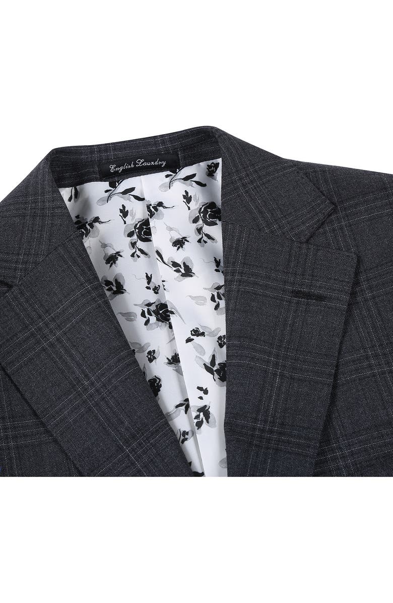 English Laundry Plaid Trim Fit Notch Lapel Wool Blend Two-Piece Suit, Alternate, color, Grey