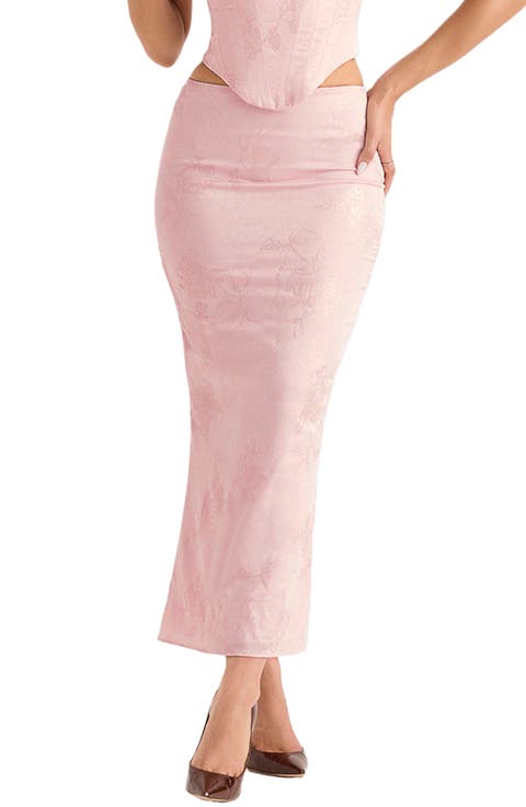 Luisette Floral Satin Midi Skirt