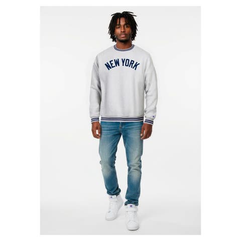 Men's Champion Heather Gray New York Yankees Reverse Weave Sweatshirt