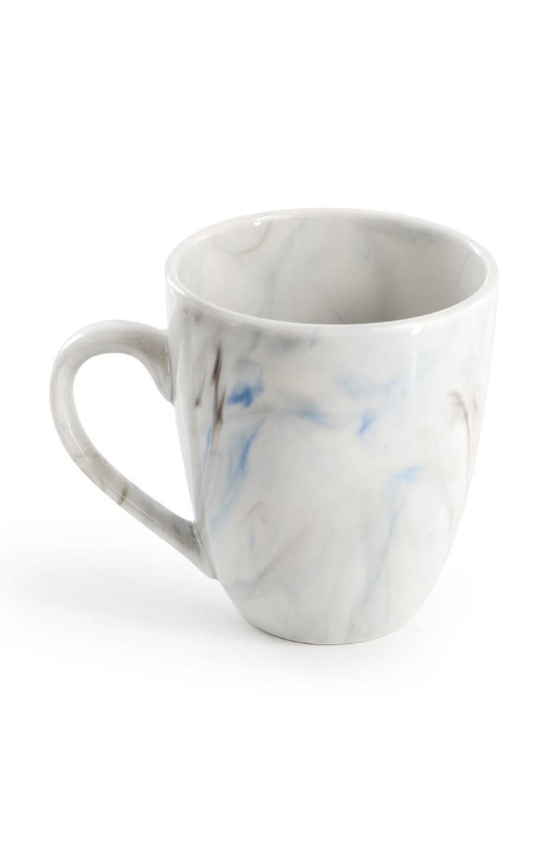 Elama Fine Marble 16 Piece Porcelain Dinnerware Set, Alternate, color, Blue