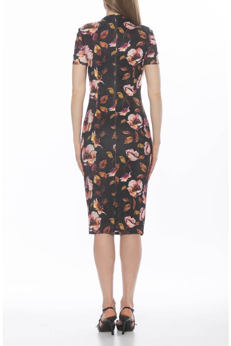 Santal Draped Sheath Dress, Alternate, color, BLACK WATERCOLOR