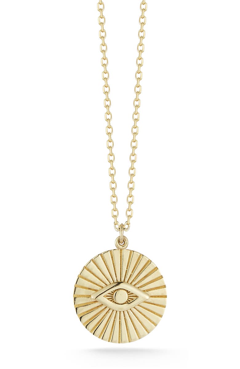 Ember Fine Jewelry 14K Gold Evil Eye Pendant Necklace, Main, color, 