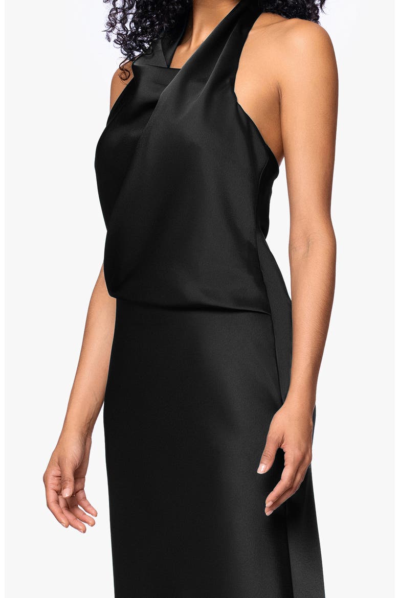 Drape Satin Gown, Alternate, color, BLACK