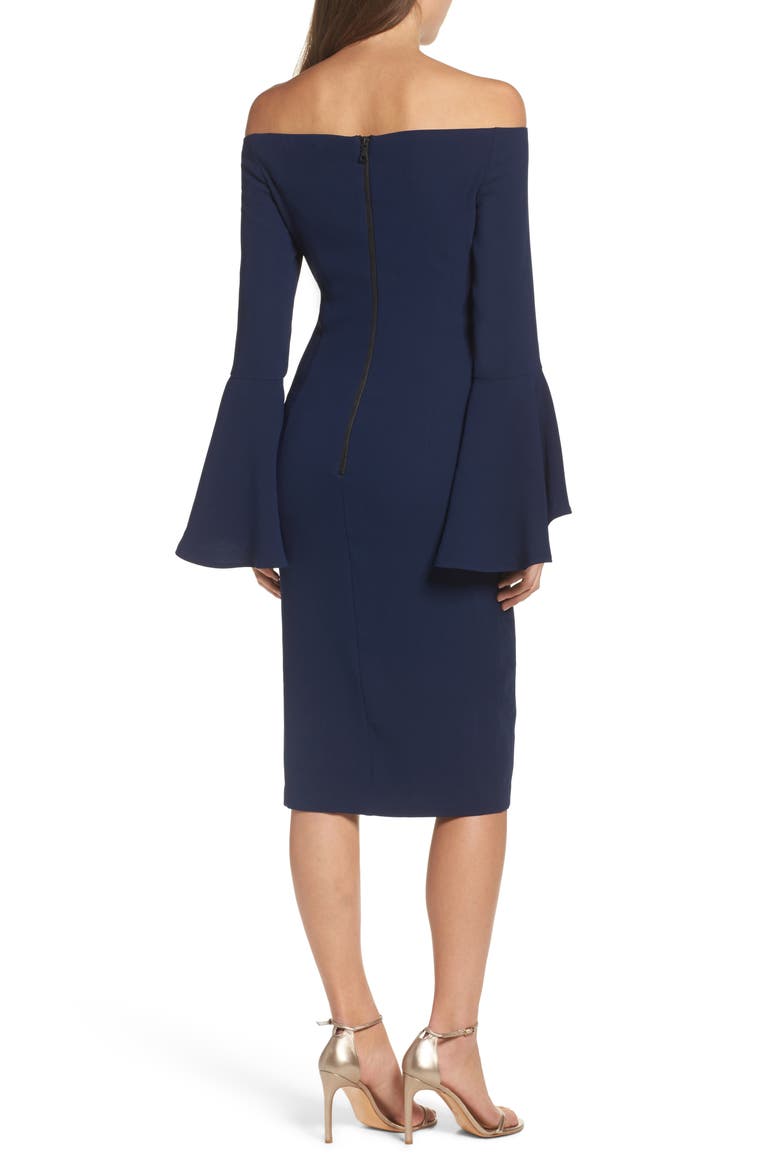'Solange' Off the Shoulder Midi Dress, Alternate, color, NAVY