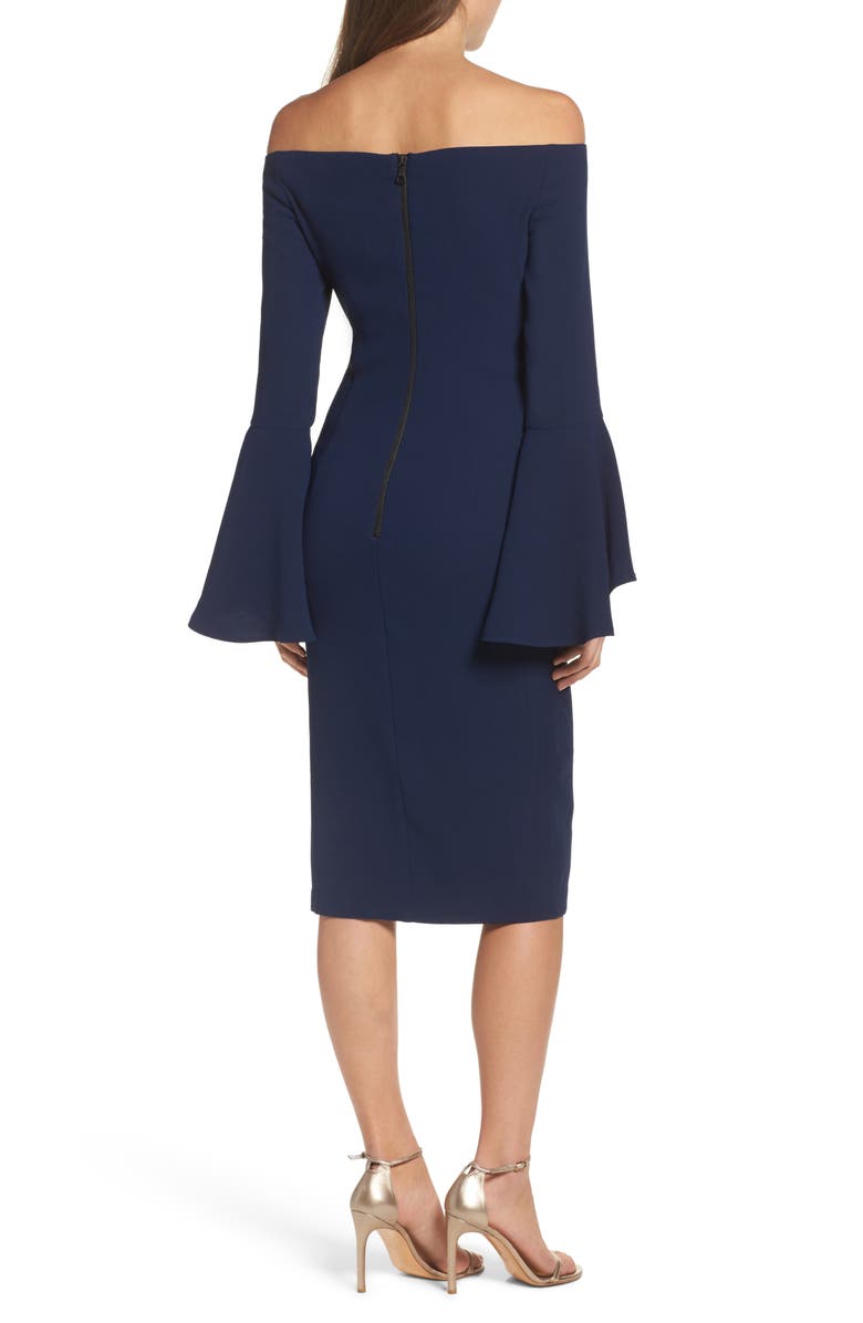 Bardot 'Solange' Off the Shoulder Midi Dress, Alternate, color, Navy