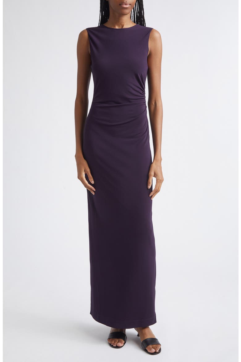 Fitted Jersey Maxi Dress, Main, color, BLACKBERRY