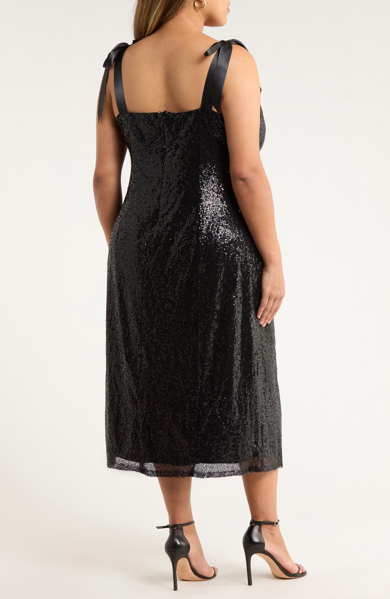 SUGARLIPS Adelisa Sequin Tie Strap Midi Dress, Alternate, color, Black