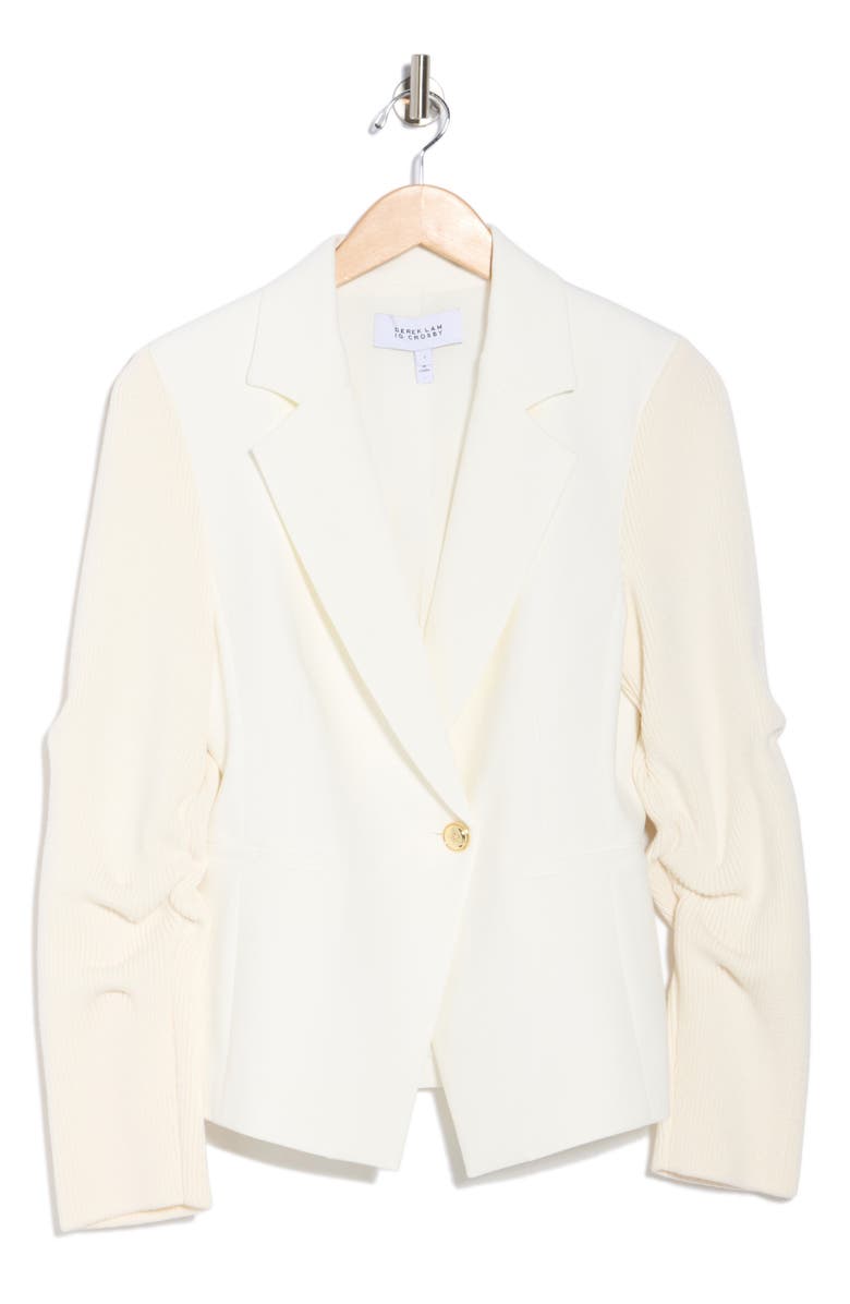 Derek Lam 10 Crosby Flora Mixed Media Blazer, Alternate, color, Soft White