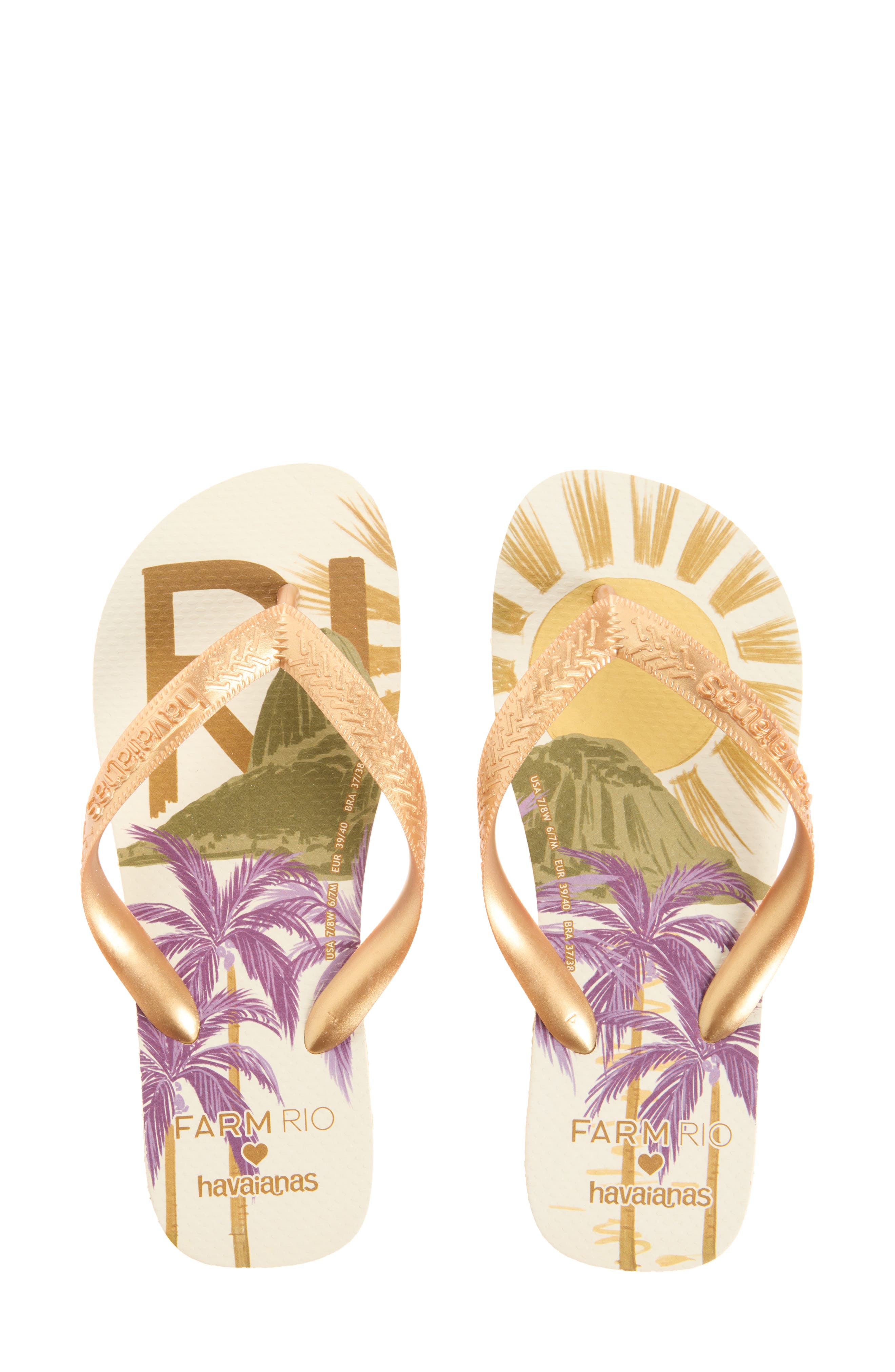 x FARM Rio Classic Flip Flop, Main, color, BEIGE STRAW