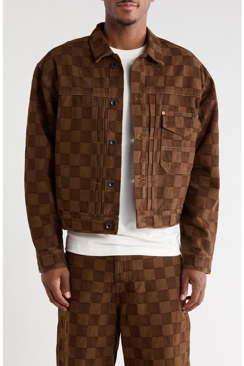 Check-5 Checkerboard Denim Jacket, Main, color, DEMITASSE