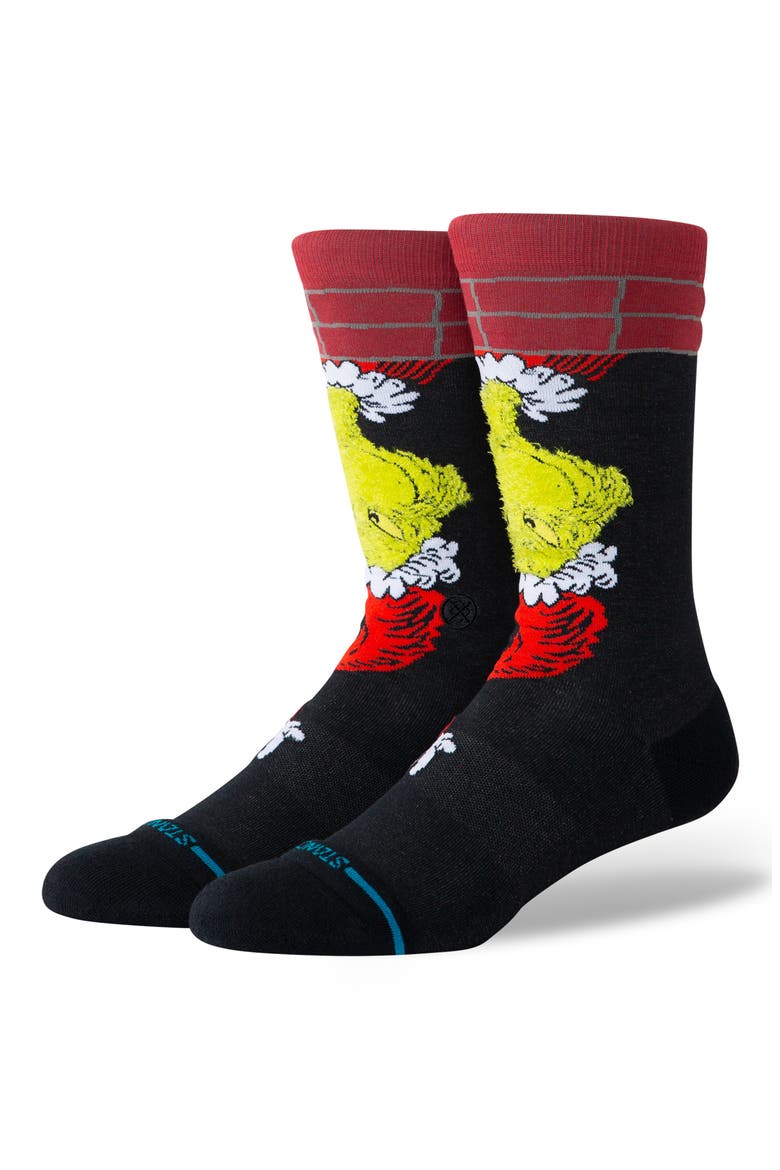 Down the Chimney Crew Socks, Main, color, BLACK