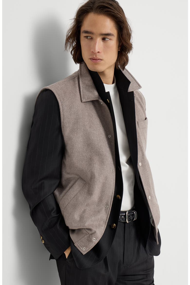 Cashmere flannel vest, Alternate, color, Brown