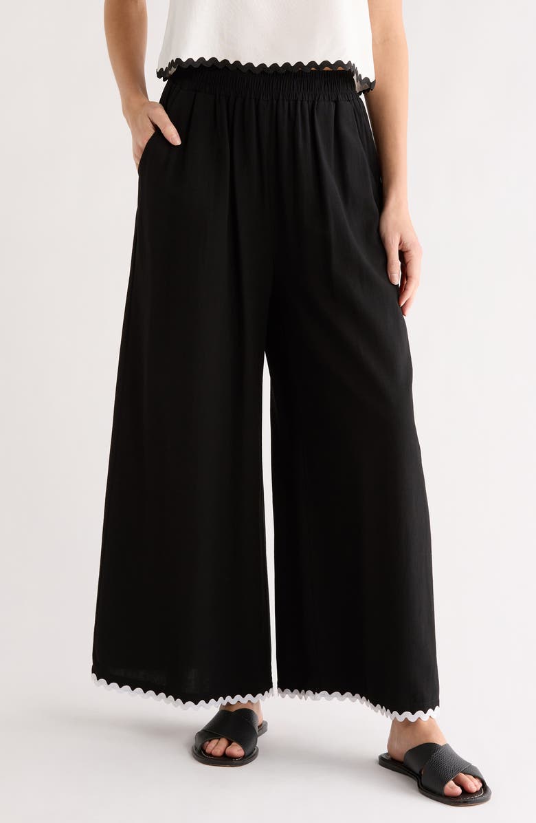 PATRIZIA LUCA Pull-On Wide Leg Pants, Main, color, Black