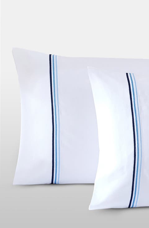 700 Thread Count 100% Certified Egyptian Cotton Sateen Bratta Embroidery Triple Luxe Sateen Pillowcase Set