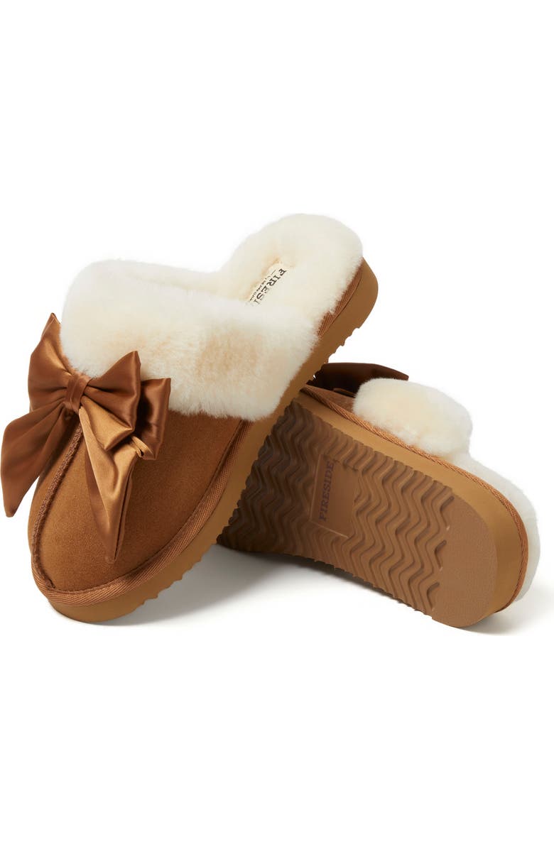 DEARFOAMS Fireside Sydney Genuine Shearling Scuff with Bow, Alternate, color,