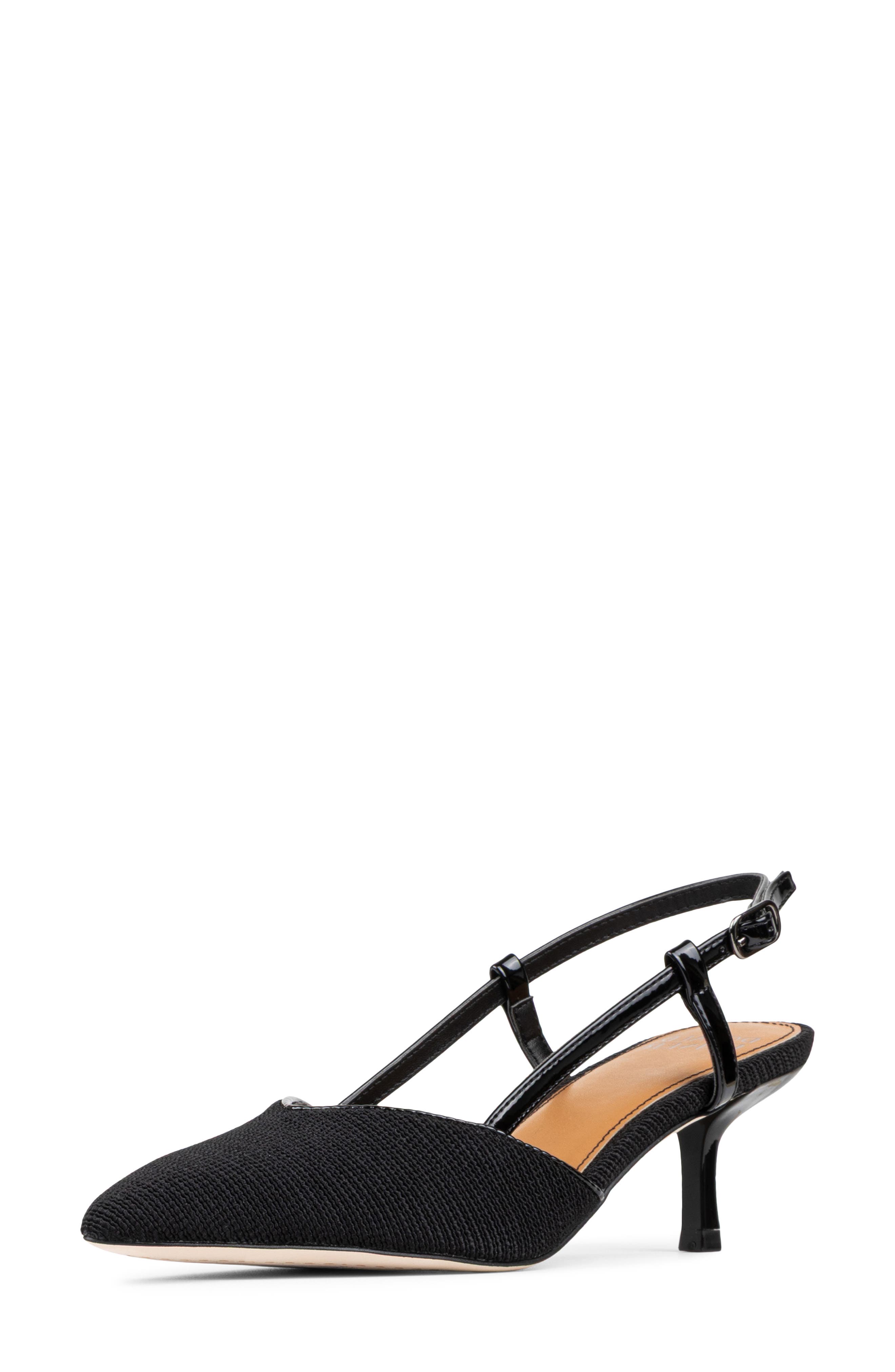 Celline Pointed Toe Slingback Pump, Alternate, color, BLACK