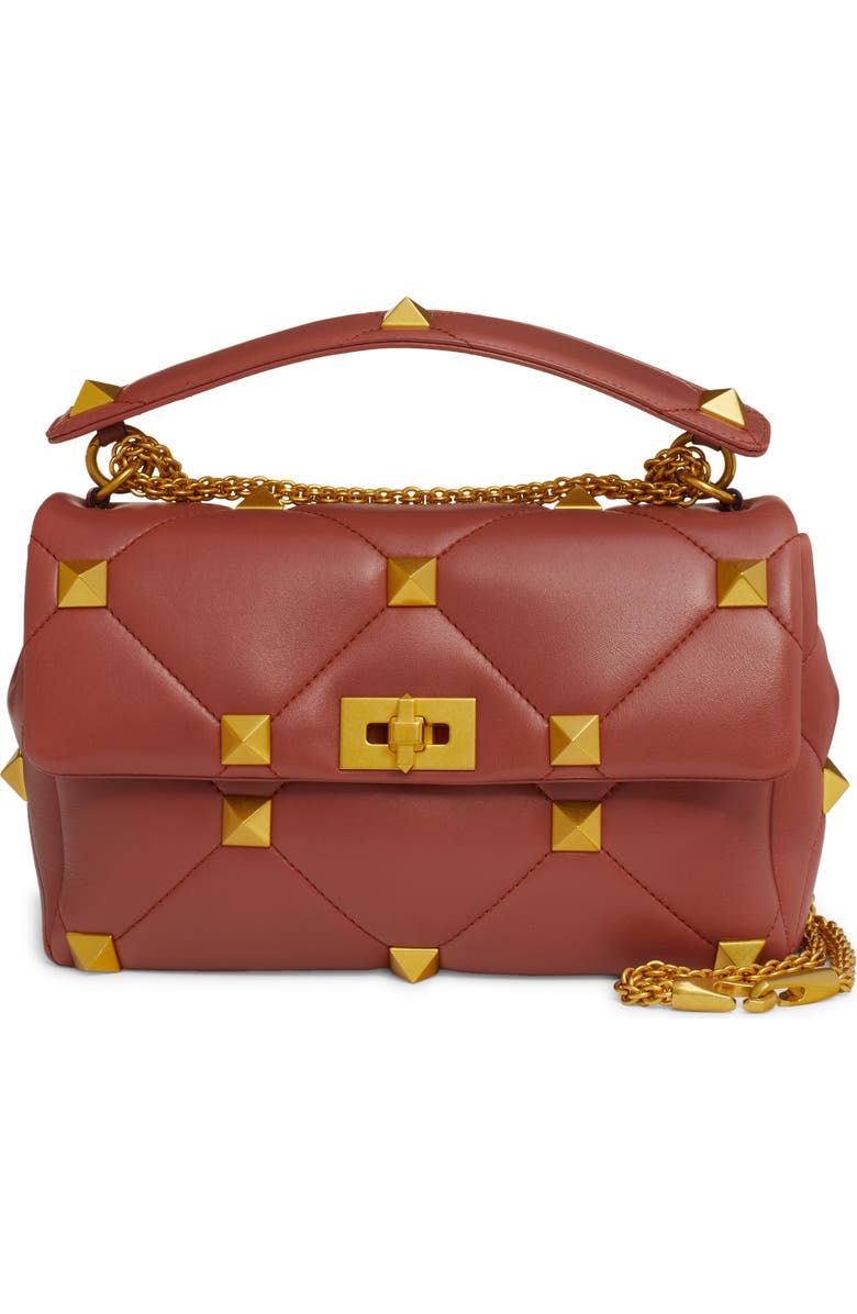 Valentino Garavani Large Roman Stud Matelassé Quilted Leather Shoulder Bag, Main, color,