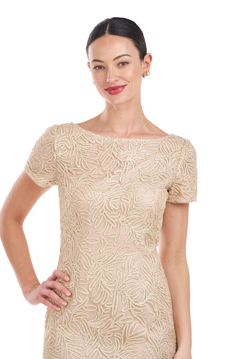 JS Collections Scarlet Beaded Leaf Print Cocktail Dress, Alternate, color,
