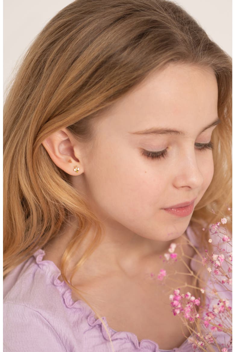 14k Honey Bee Earrings, Alternate, color, Yellow