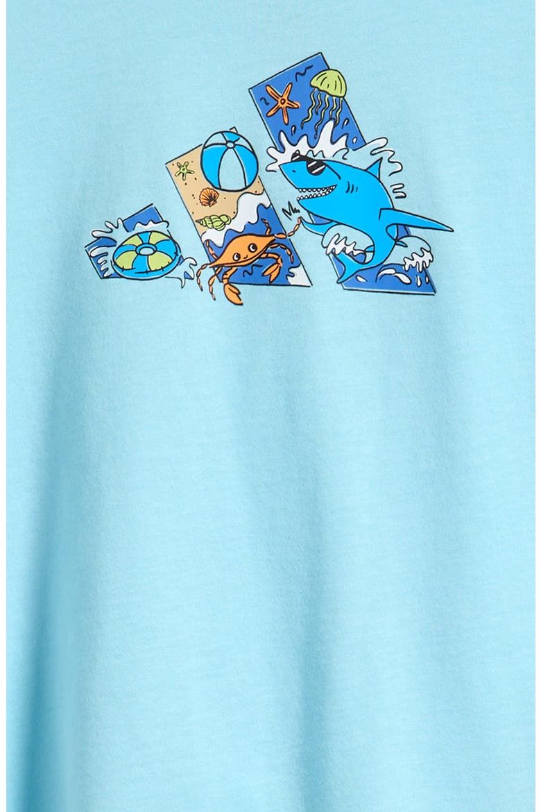 Kids' Graphic Print T-Shirt & 3-Stripes Shorts Set, Alternate, color, FROZEN BLUE