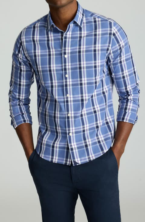 Bosca Plaid Wrinkle Free Cotton Button-Up Shirt