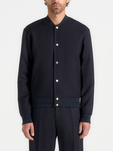 Savin Pinstripe Bomber Jacket