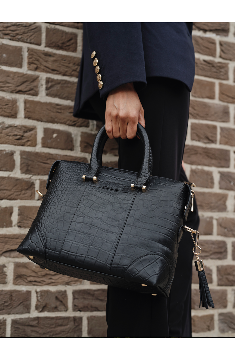 Pom Pom London Greenwich Bag, Alternate, color, Croc Black