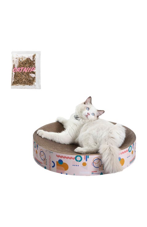 Nelson 20.13" Modern Cardboard Round Bowl Cat Scratcher with Catnip