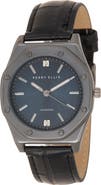 Perry Ellis Diamond Ultraslim Faux Leather Strap Watch, 40mm