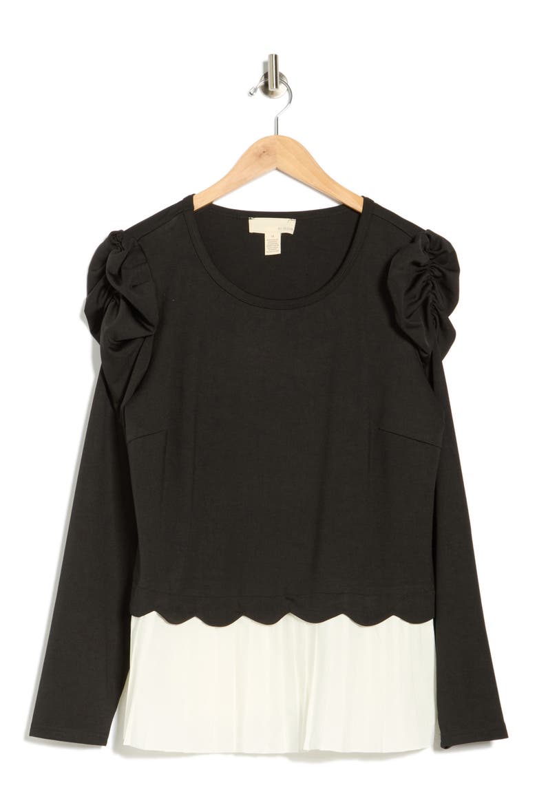 Pria Long Sleeve Twofer Top, Alternate, color, BLACK/ WHITE