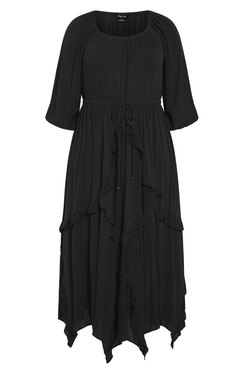 City Chic Zayne Handkerchief Hem Dress, Main, color, Black