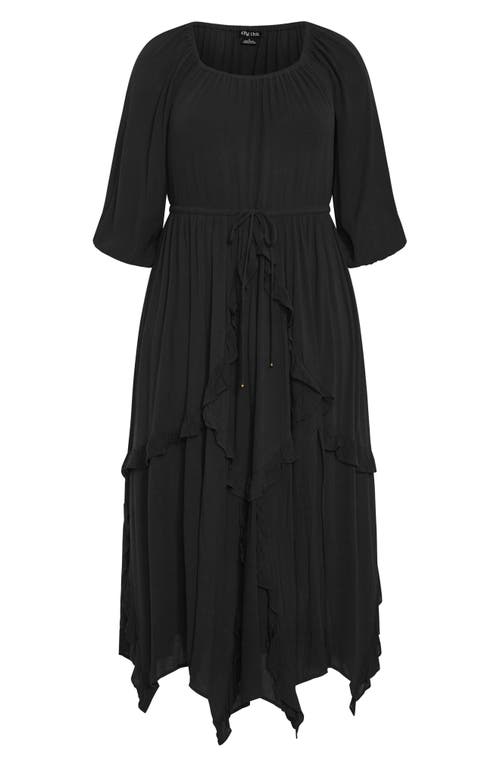 City Chic Zayne Handkerchief Hem Dress In Black