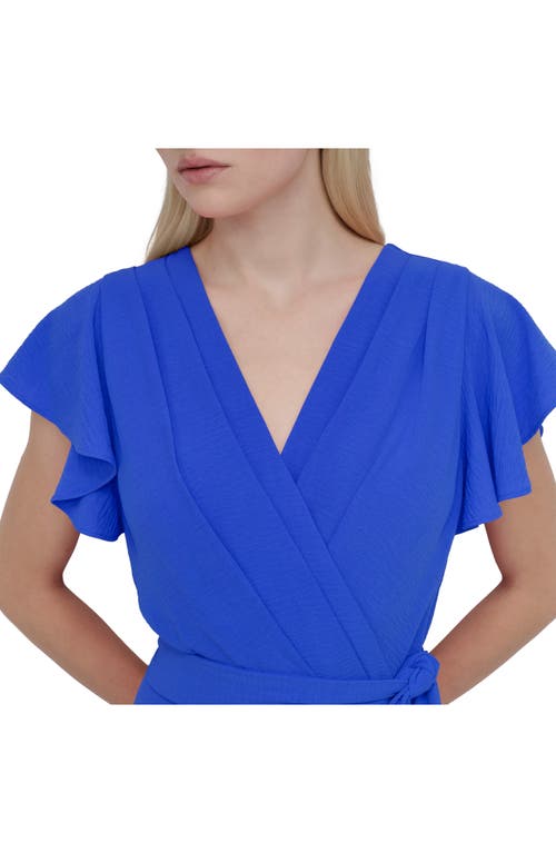 Dkny Flutter Sleeve Midi Dress In Cosmic Blue