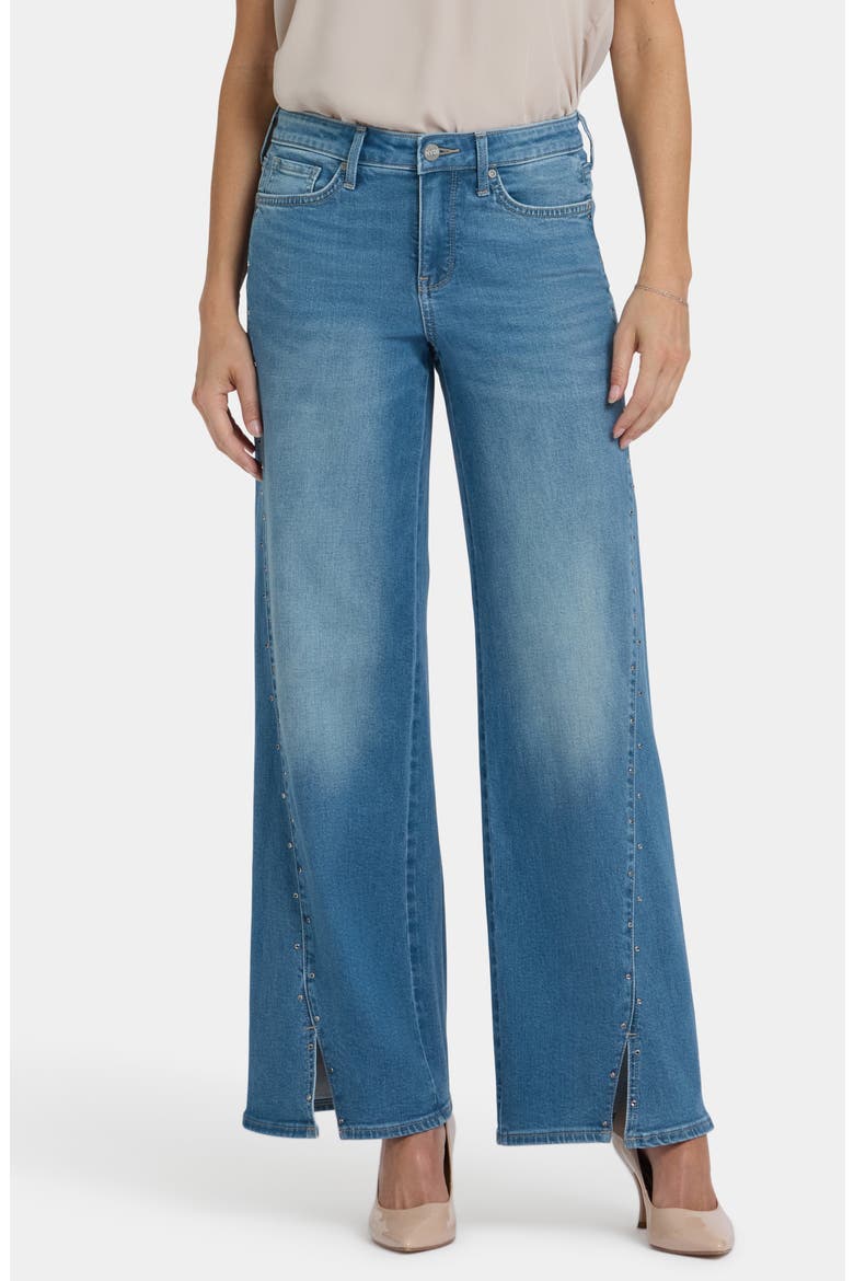 Teresa Rhinestone Wide Leg Jeans, Main, color, AVENUE BLUE