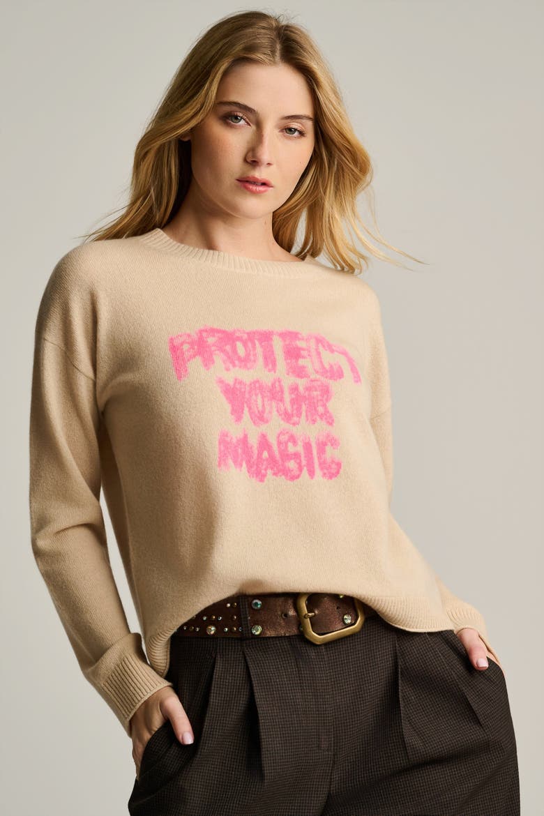 Protect Your Magic Cashmere Sweater, Alternate, color, Latte