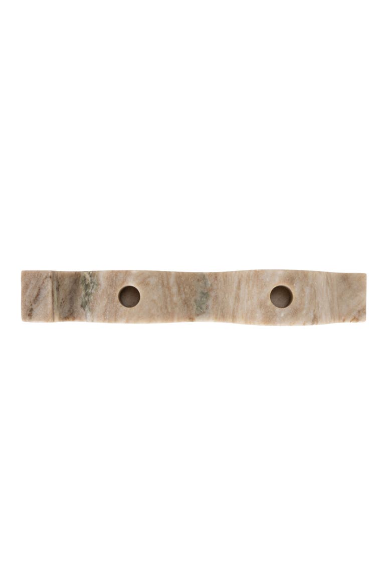 Marble Wave Double Taper Candle Holder, Beige, Alternate, color, White