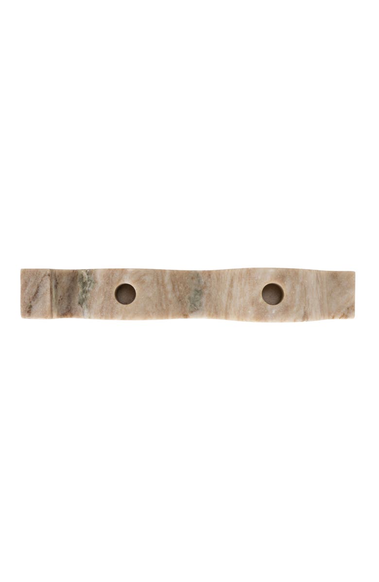 Storied Home Marble Wave Double Taper Candle Holder, Beige, Alternate, color, White