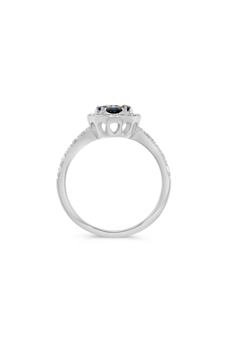 Sapphire Oval Shaped & Diamond Cluster Ring in 14K White Gold, Alternate, color, 14K White Gold