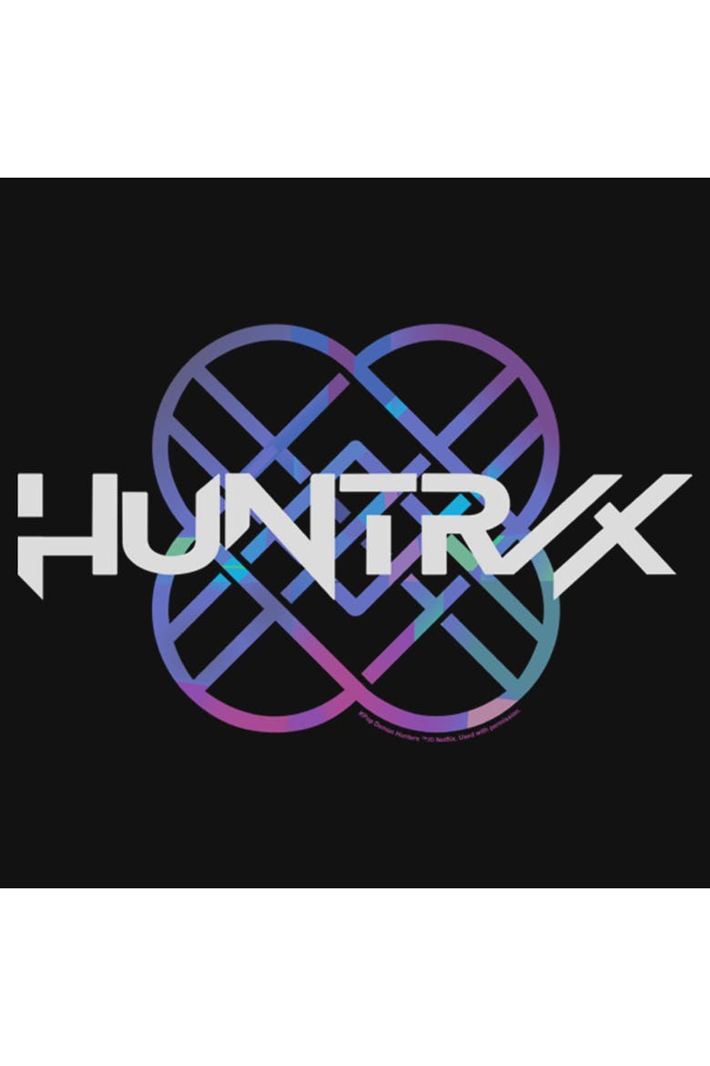 Girls' Huntrix Holographic Logo Graphic Short Sleeve T-Shirt, Alternate, color, Black
