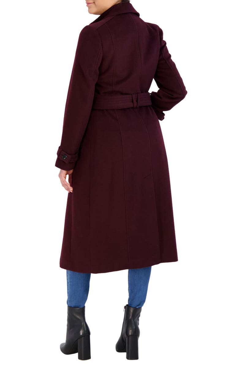 Cole Haan Signature Slick Belted Double Breasted Trench Coat, Alternate, color, Bordeaux