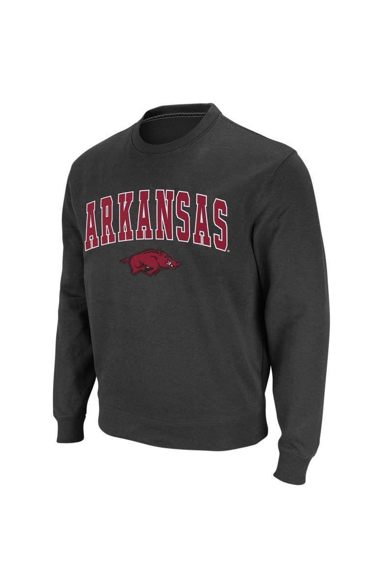 COLOSSEUM Men's Colosseum Charcoal Arkansas Razorbacks Arch & Logo Crew Neck Sweatshirt, Main, color, Charcoal