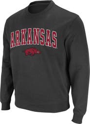 COLOSSEUM Men's Colosseum Charcoal Arkansas Razorbacks Arch & Logo Crew Neck Sweatshirt