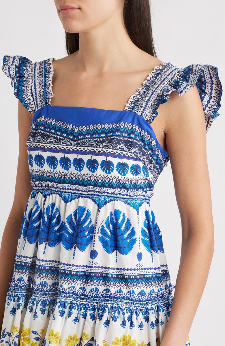 FARM Rio Zuli Mixed Print Cotton Mini Sundress, Alternate, color, Off-White