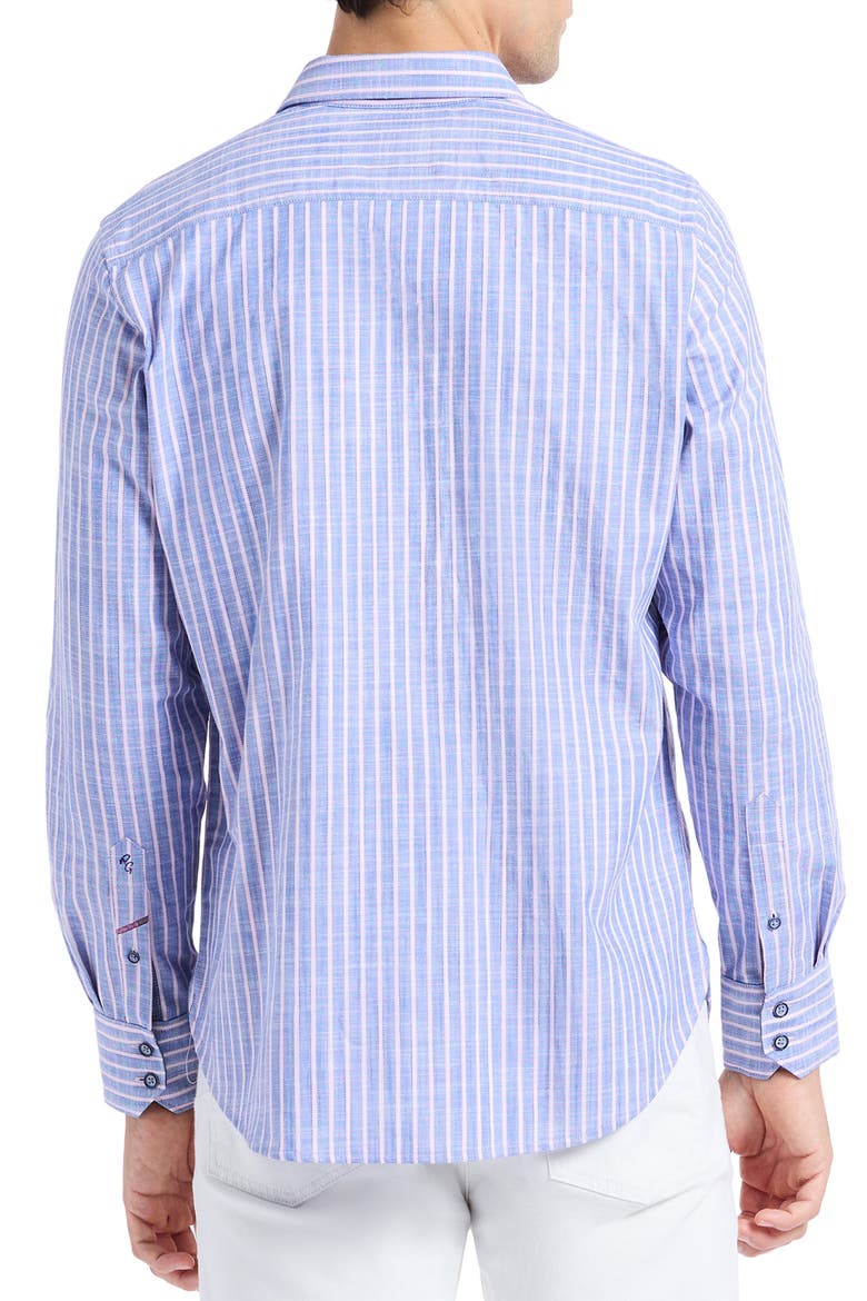 Fardella Stripe cotton button up, Alternate, color, INDIGO