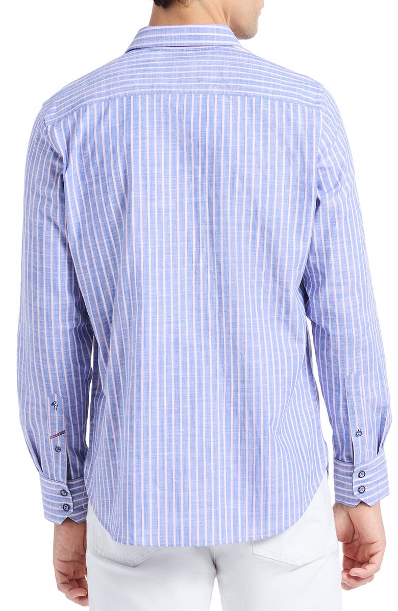 Robert Graham Fardella Stripe cotton button up, Alternate, color, Indigo