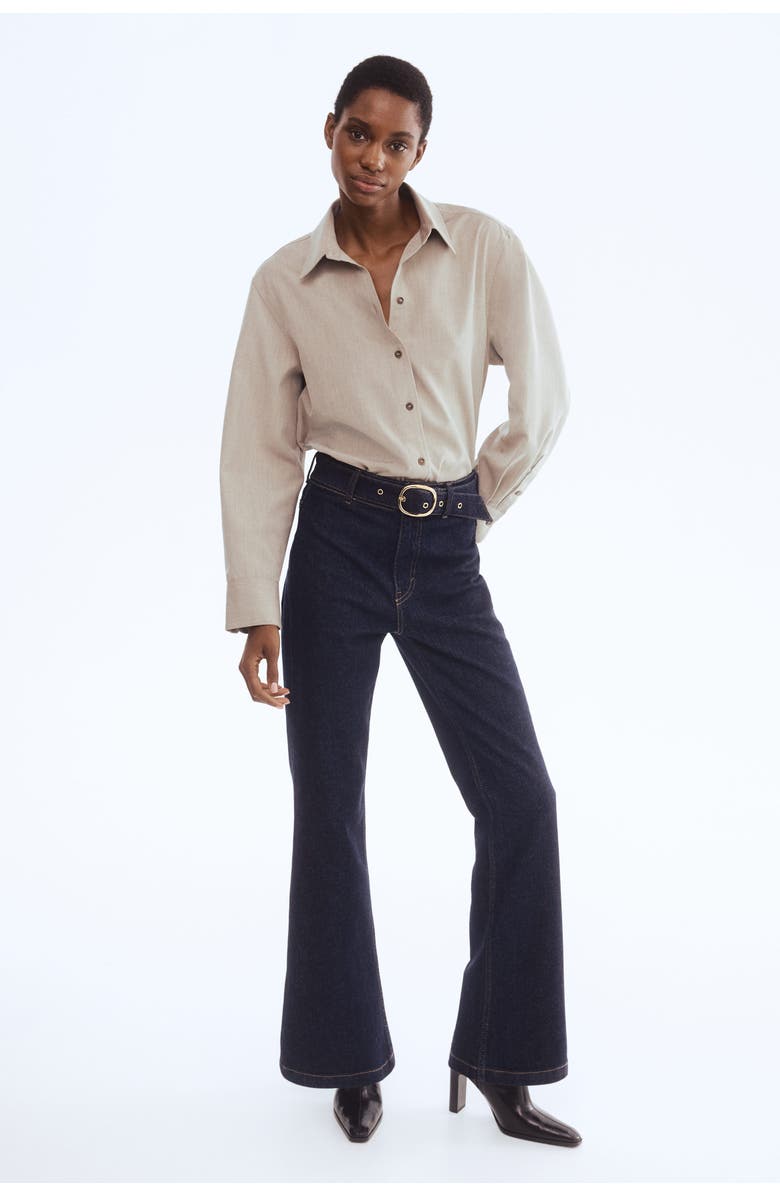 H&M Flared High Jeans, Alternate, color, Dark Denim Blue